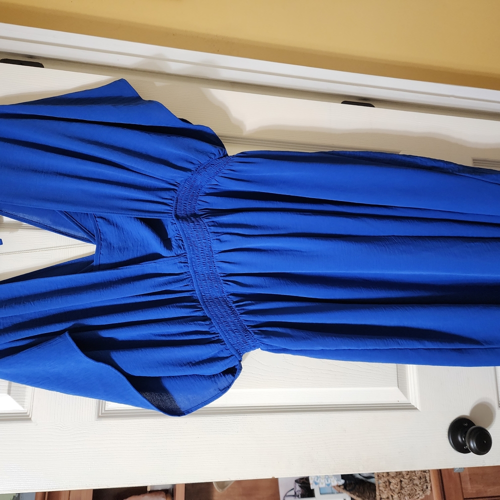 Nina Leonard Blue Pleated Maxi 1X 2X - Picture 6 of 10